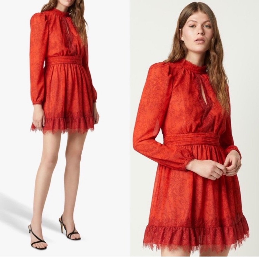 French Connection Red Lace Dress US 6, Brand New